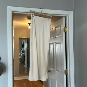 Zara Cream Midi Satin Skirt